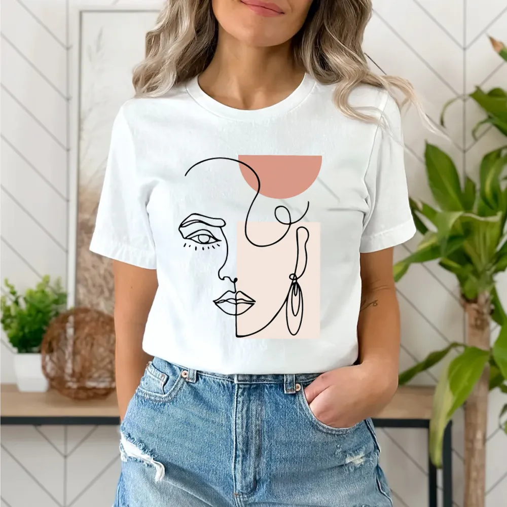 Abstract Woman Face Line Art T-Shirts