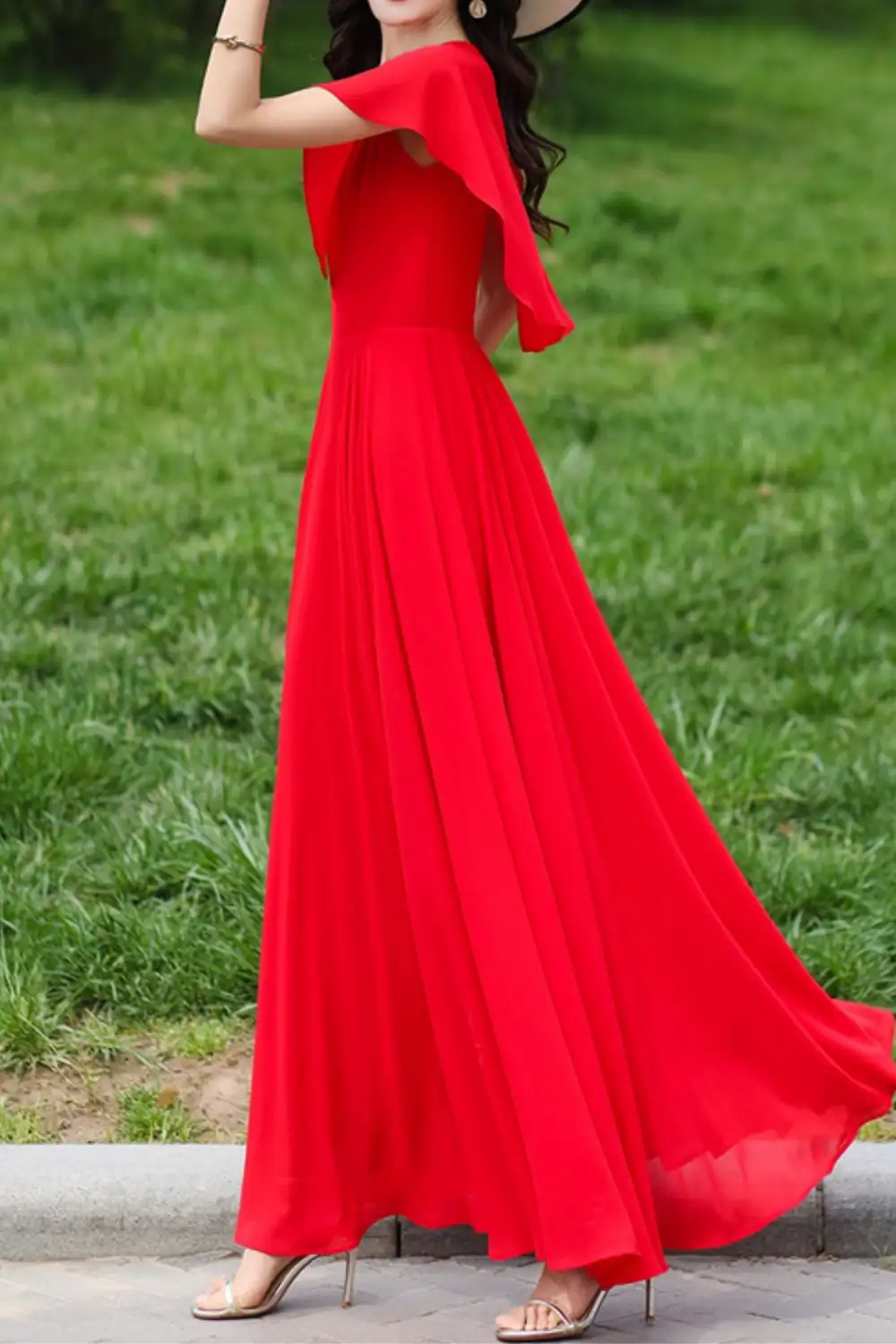 Refined Chiffon Fit And Flare Swing Maxi Dress
