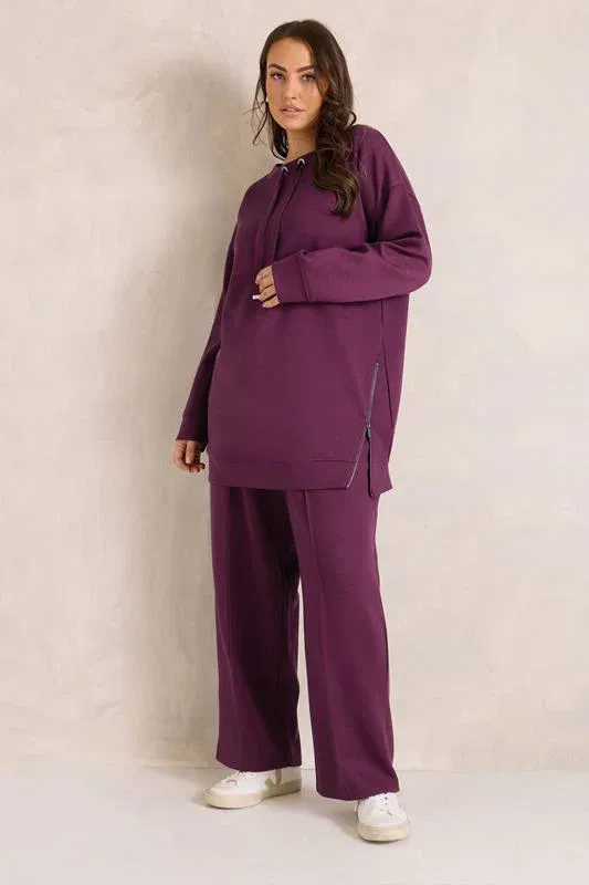 Berry Red Luxe Zip Detail Sweatshirt