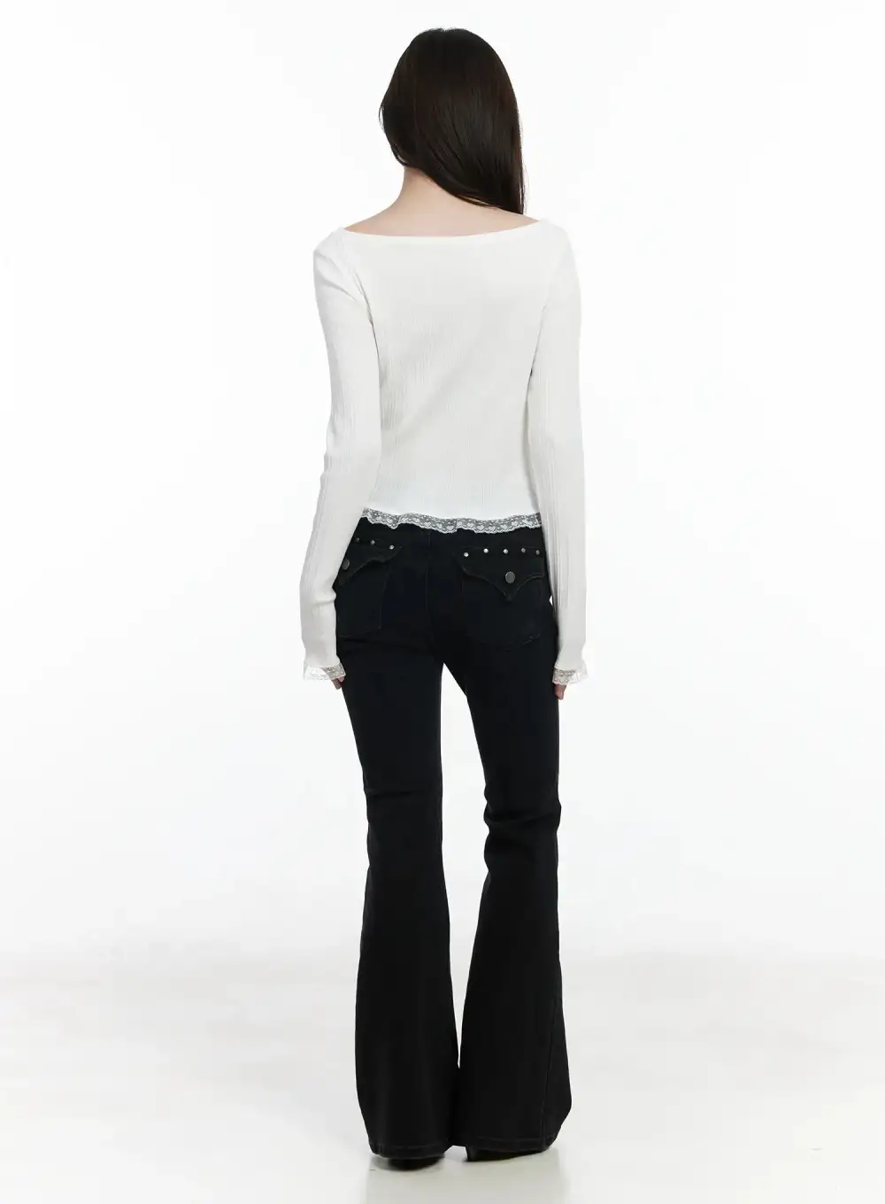 Regular-Fit Studded Bootcut Jeans