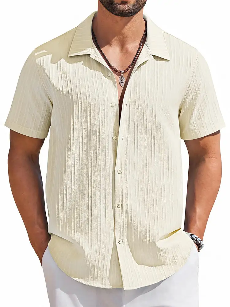 Casual Summer Textured Short Sleeve Shirt