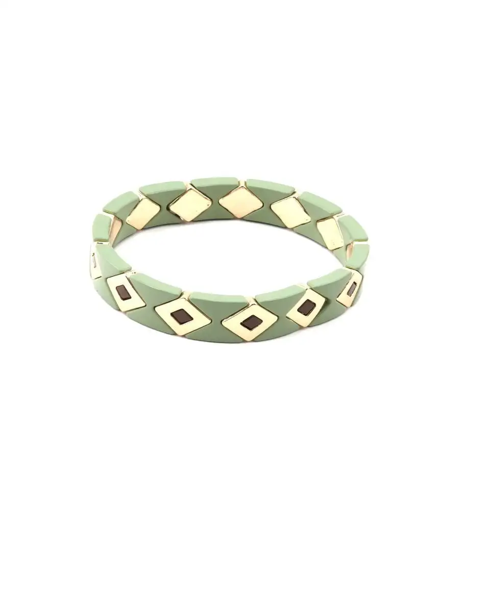 Geometric Enamel Tile Bracelet