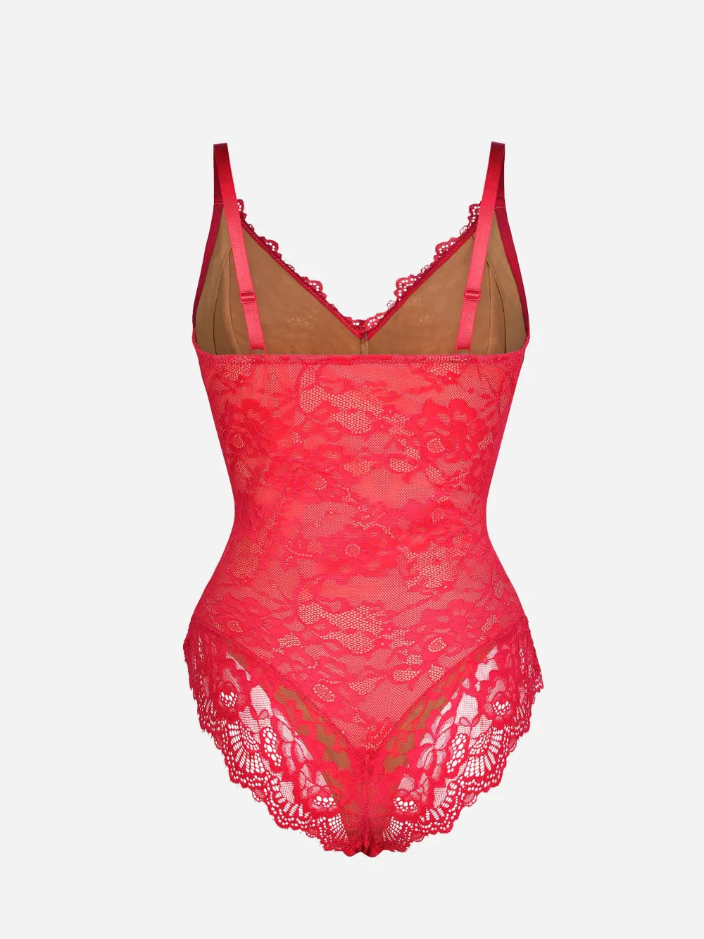 V Neck Lace Trim Shaping Bodysuit