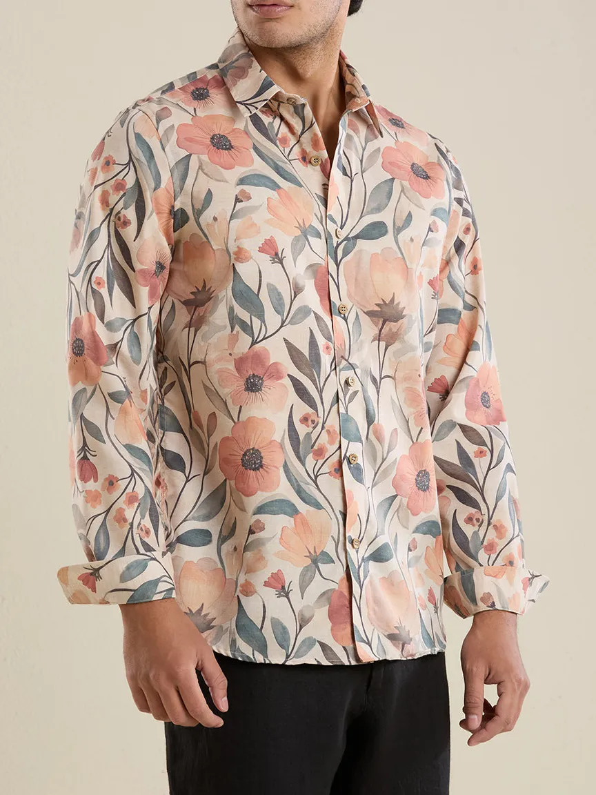 Textured Slim Fit Printed Men's Formal Shirt