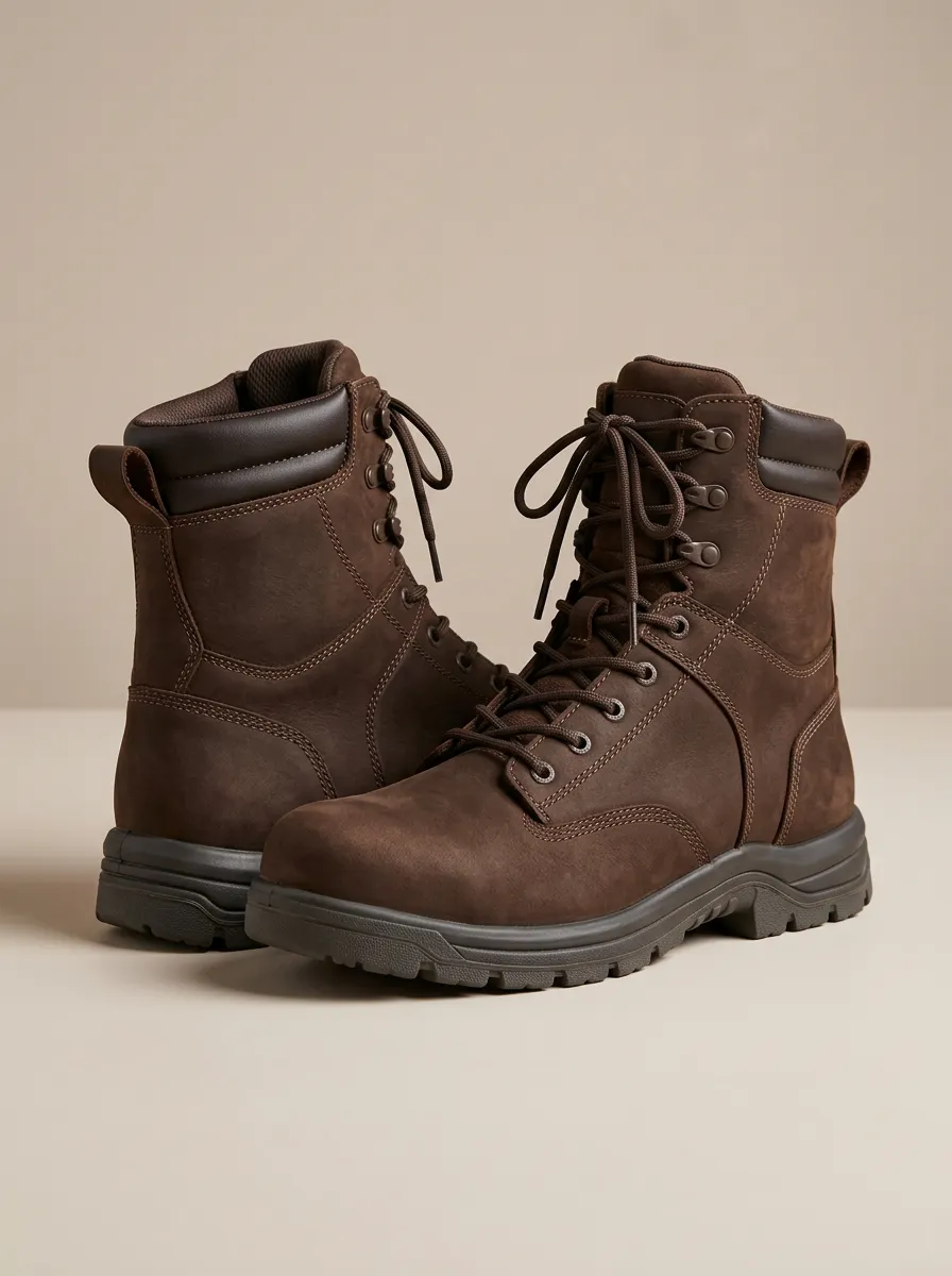 Men's Lace-Up Work Boots Leather
