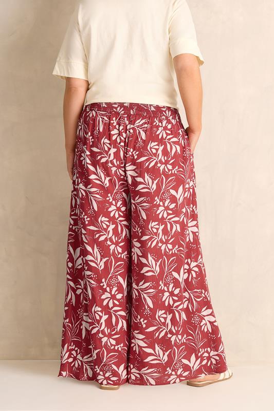 Orange Leaf Print Shirred Waist Trousers detail 3
