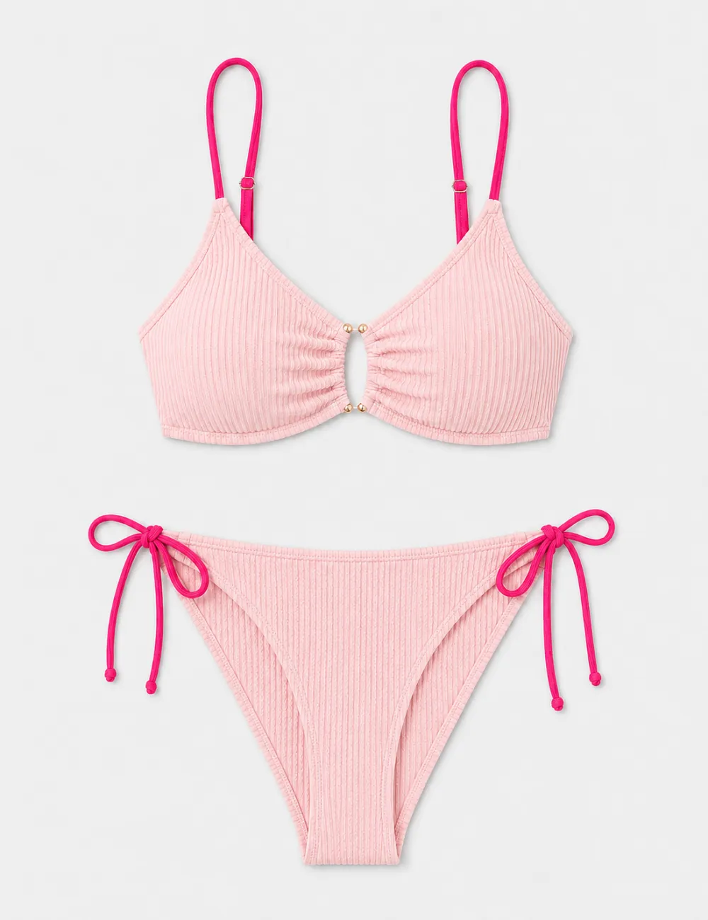 Tone Metal Accents Triangle Bikini Set