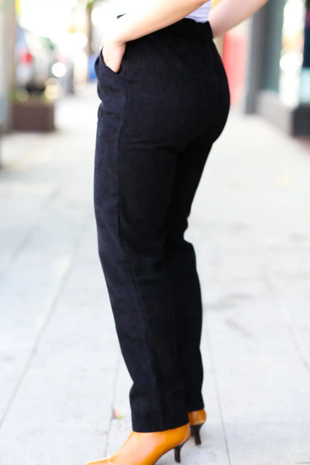 Corduroy High Rise Tapered Leg Pants
