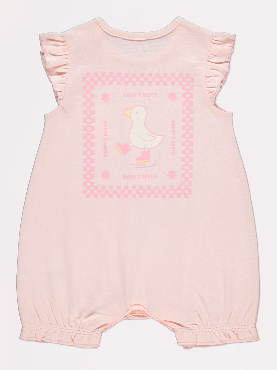 Pink Daddy’s Bestie Frill Sleeve Romper detail 2