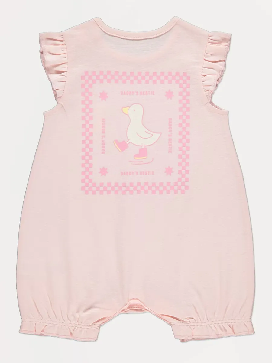 Pink Daddy’s Bestie Frill Sleeve Romper