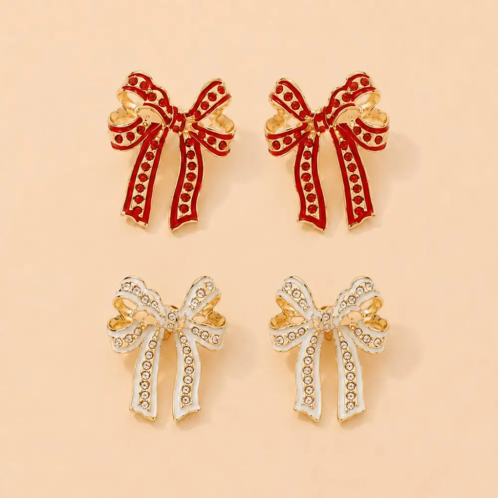 Charming Rhinestone Bow arrings