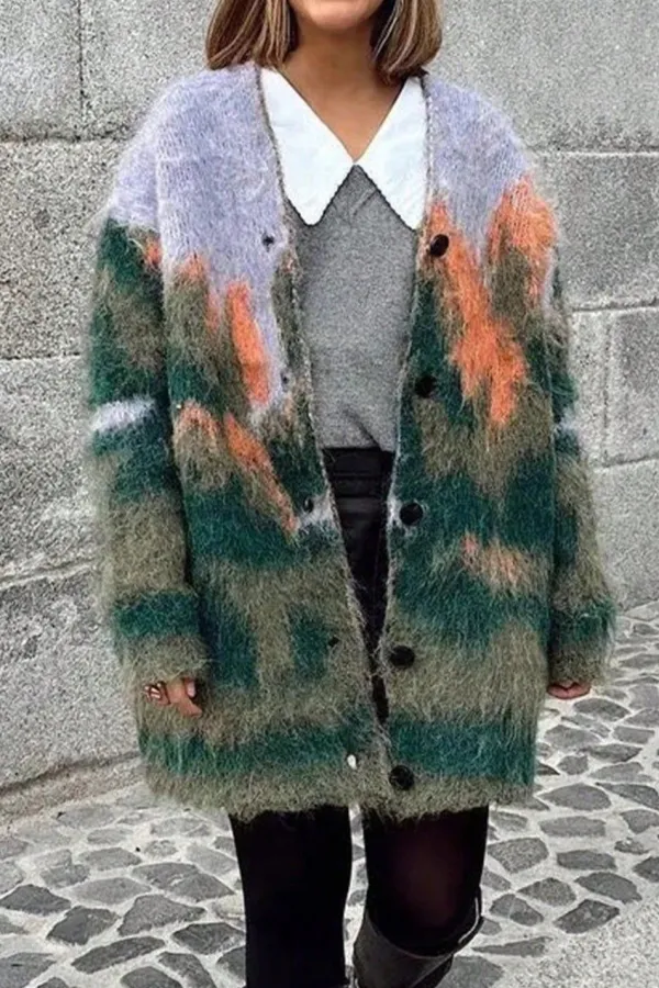 Knit Relaxed V-Neck Cardigan