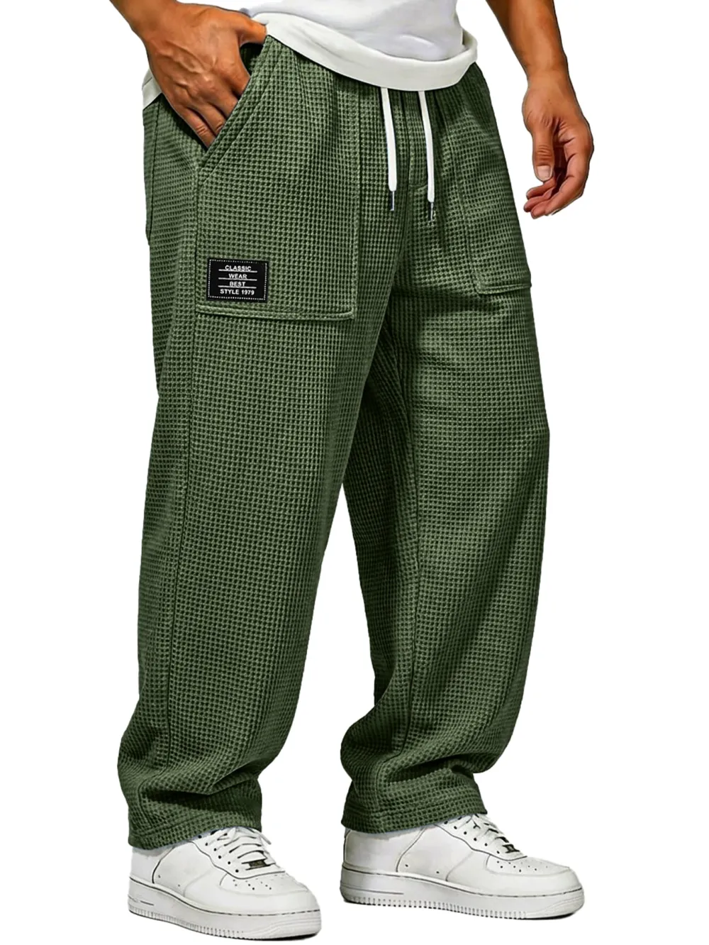 Textured Knit Pocket Relaxed Trousers