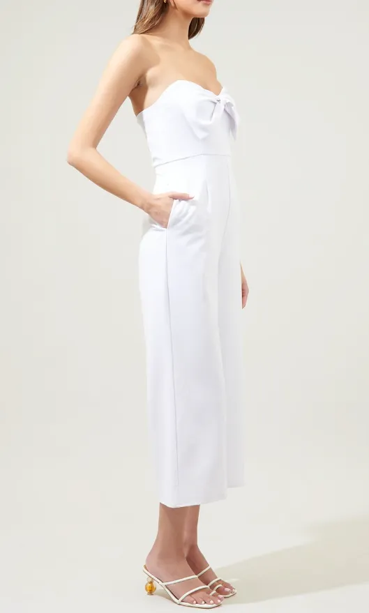 White Bow Detail Sleeveless Culotte Jumpsuit