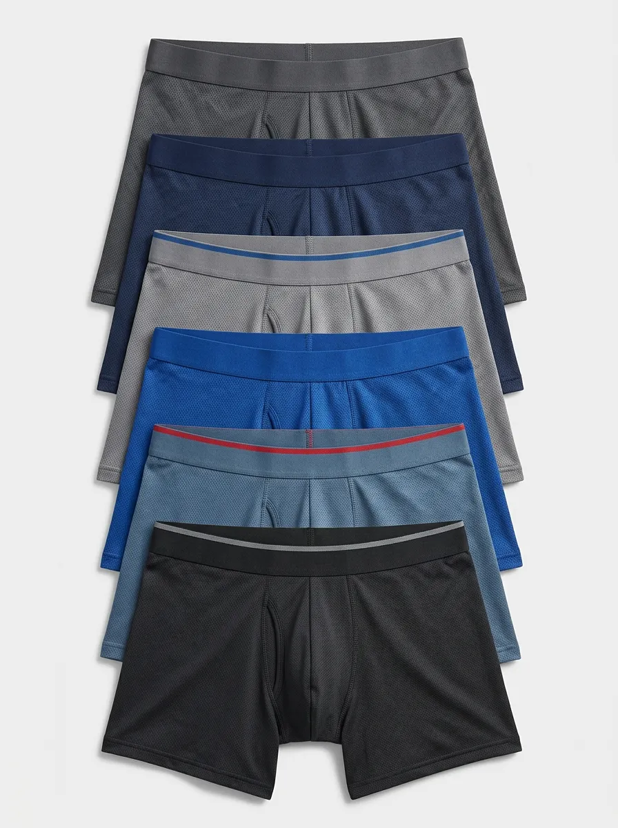 Men's Mesh Breathable Breathable Mesh 6-Pack Boxer Briefs