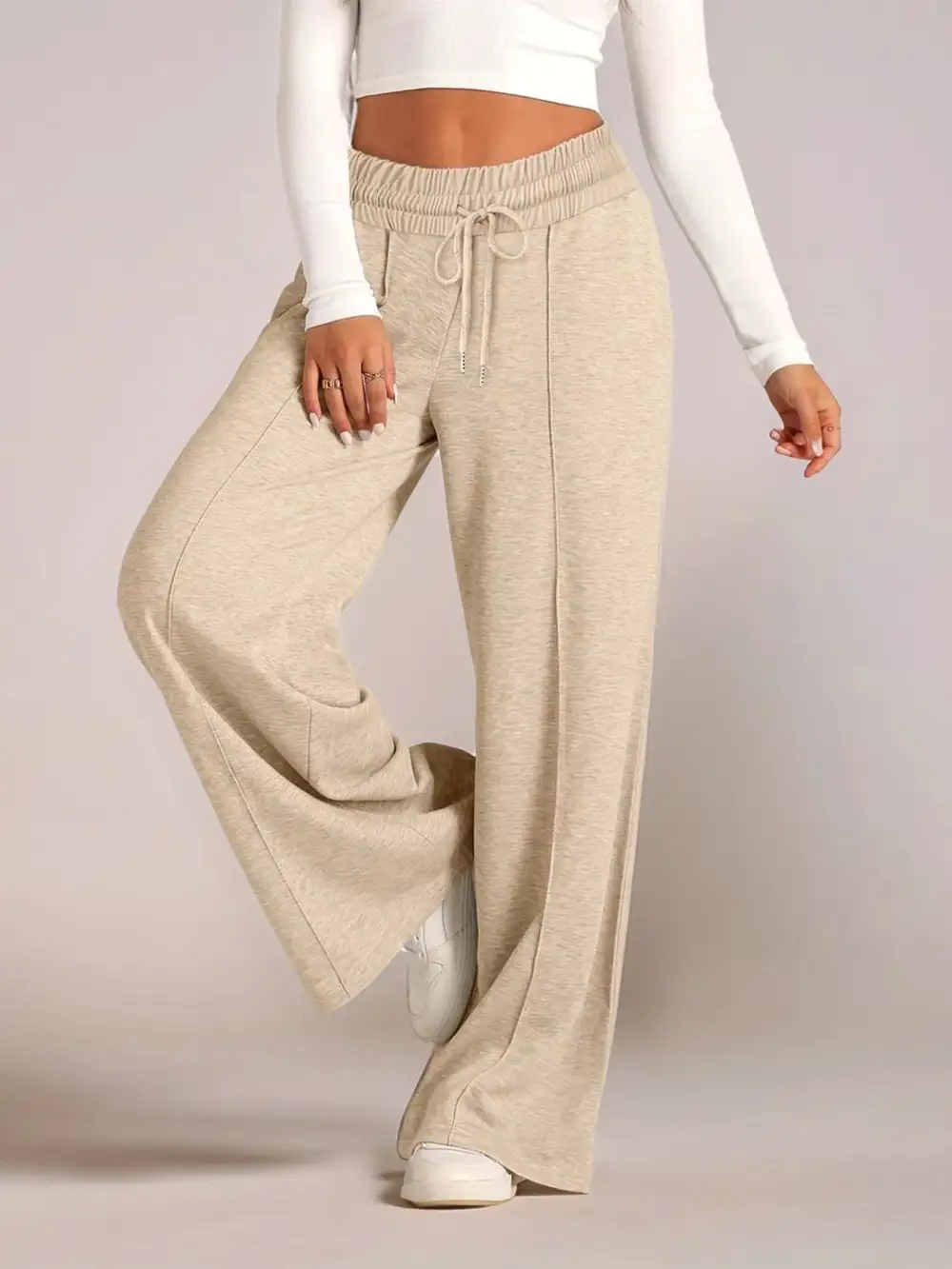 Full Size Drawstring Relaxed Fit Wide Leg Pants Plus Size