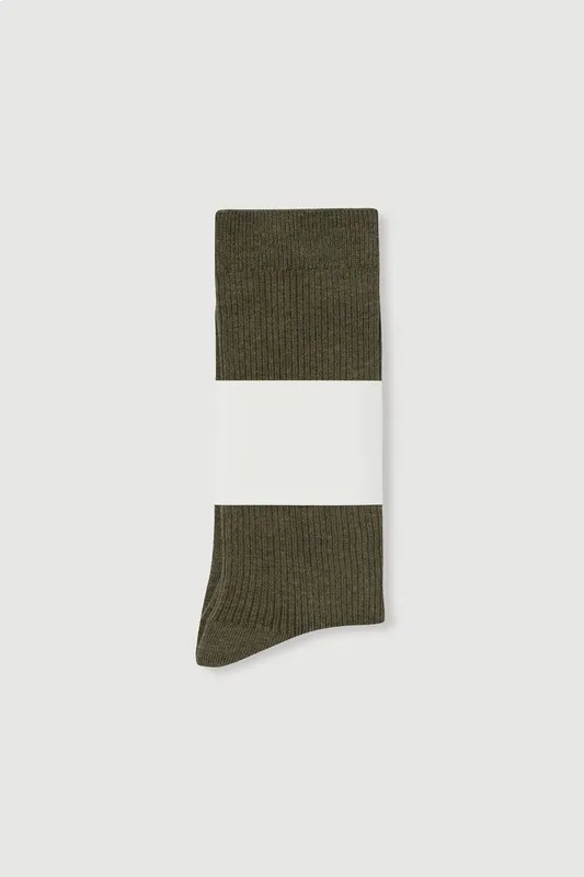 Khaki Marled Crew Socks