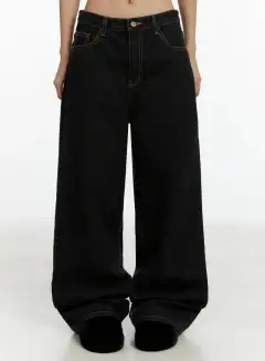 Wide Leg Stitch Jeans