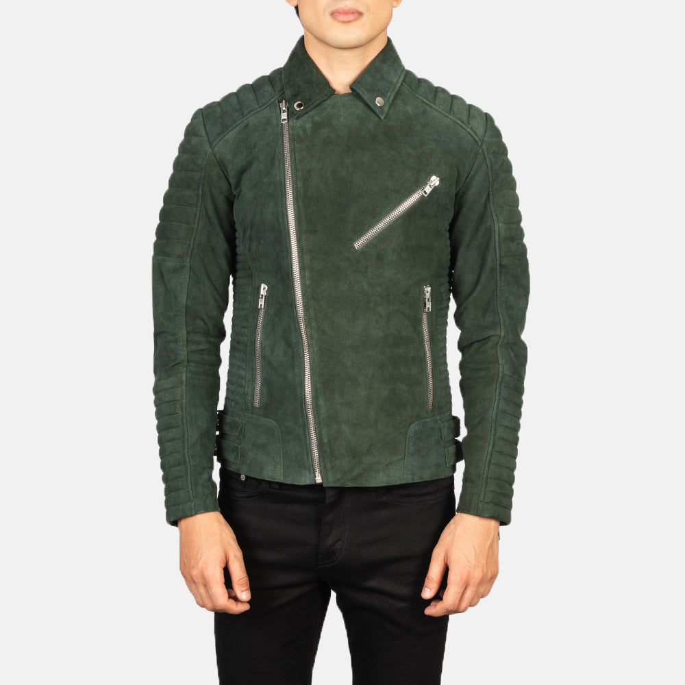 Men's Structured Biker Suede Jacket