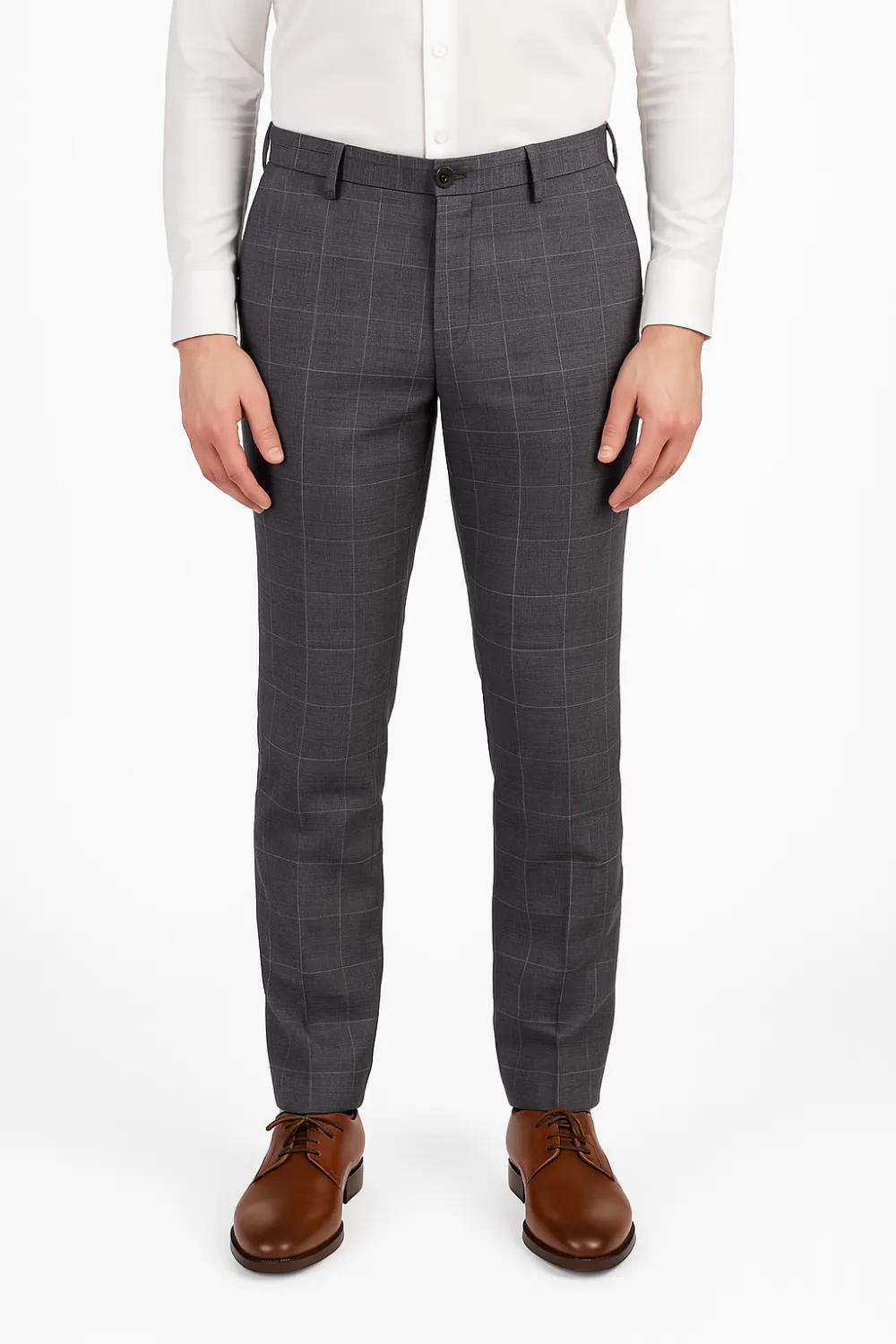 Modern Linen Flat Front Regular Rise Traditional Fit Trousers