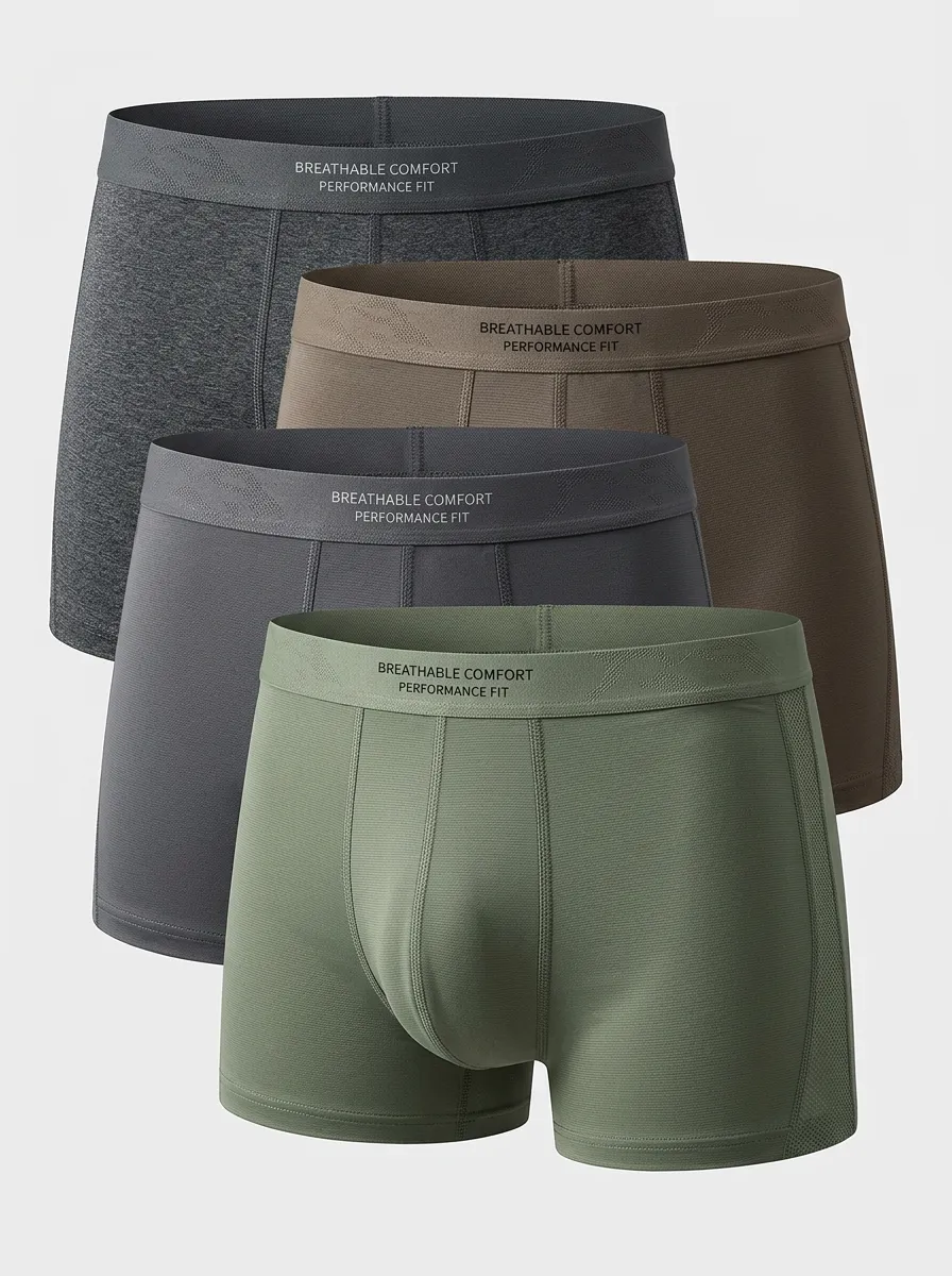 Men's Breathable Comfort Performance Fit 4-Pack Boxer Briefs