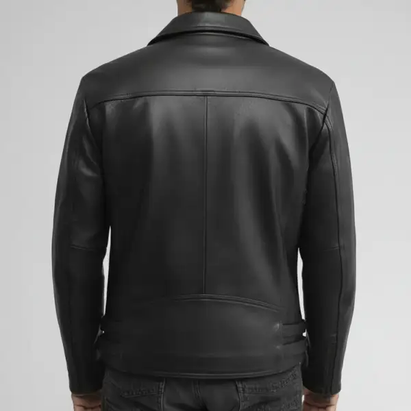 Refined Leather Biker Motorcycle Belted Jacket