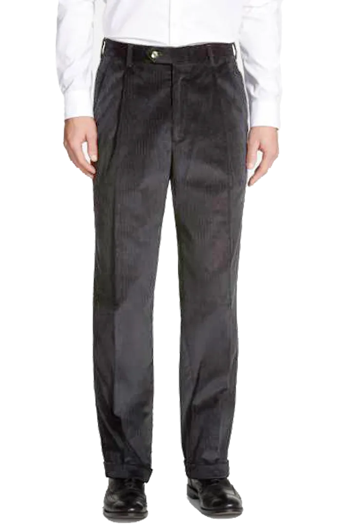Corduroy Seersucker Flat Front Pleated Front Regular Rise Trousers