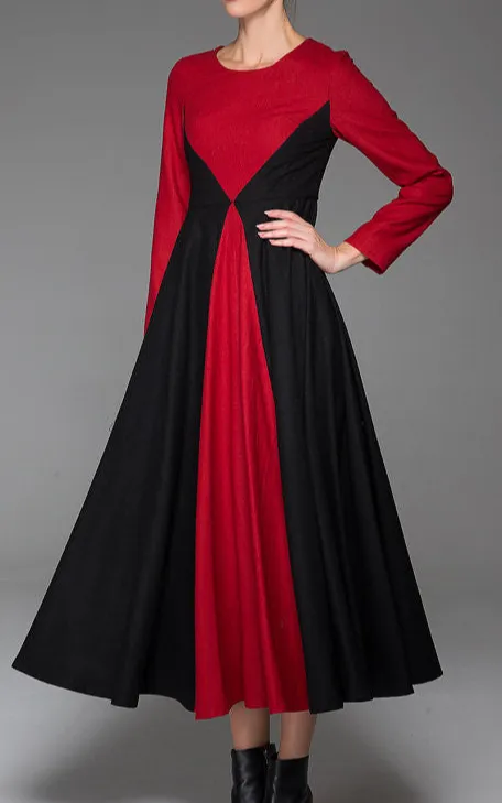 Wool Blend Wrap Long Sleeve Maxi Dress