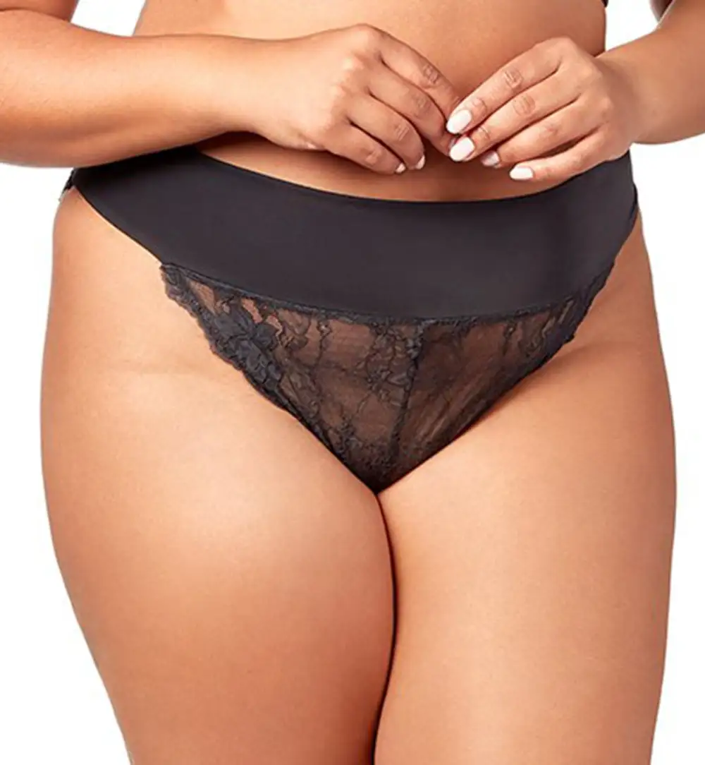 Mid-Rise Stretch-Lace Tanga Thong Panty