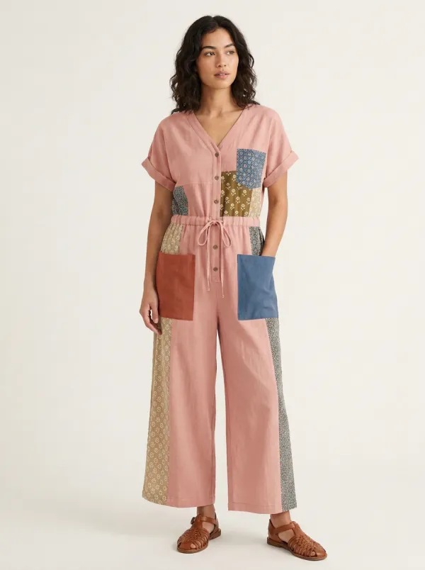 Women's Boho Patchwork Pattern Graphic Jumpsuit
