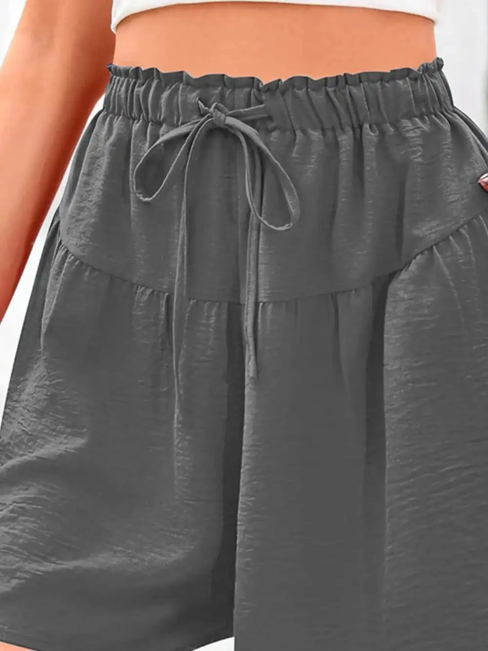 Casual Drawstring High Waist Relaxed Plus Shorts