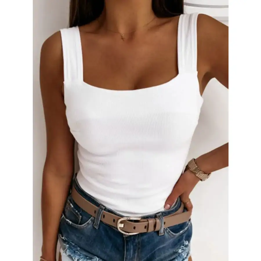 Square Neck Wide Strap Tank