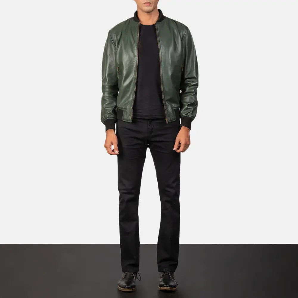 Men's Bold Profile Bomber Leather Jacket