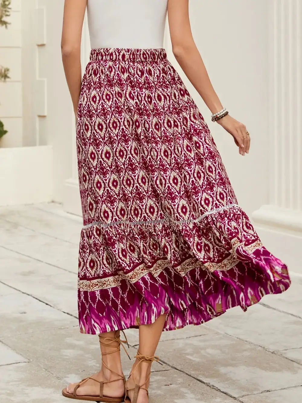 Essential Ruched Printed Skirt