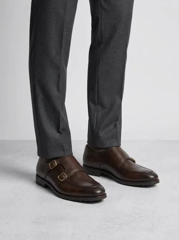 Men's Modern Classic Business Double Monk Strap Leather Shoes