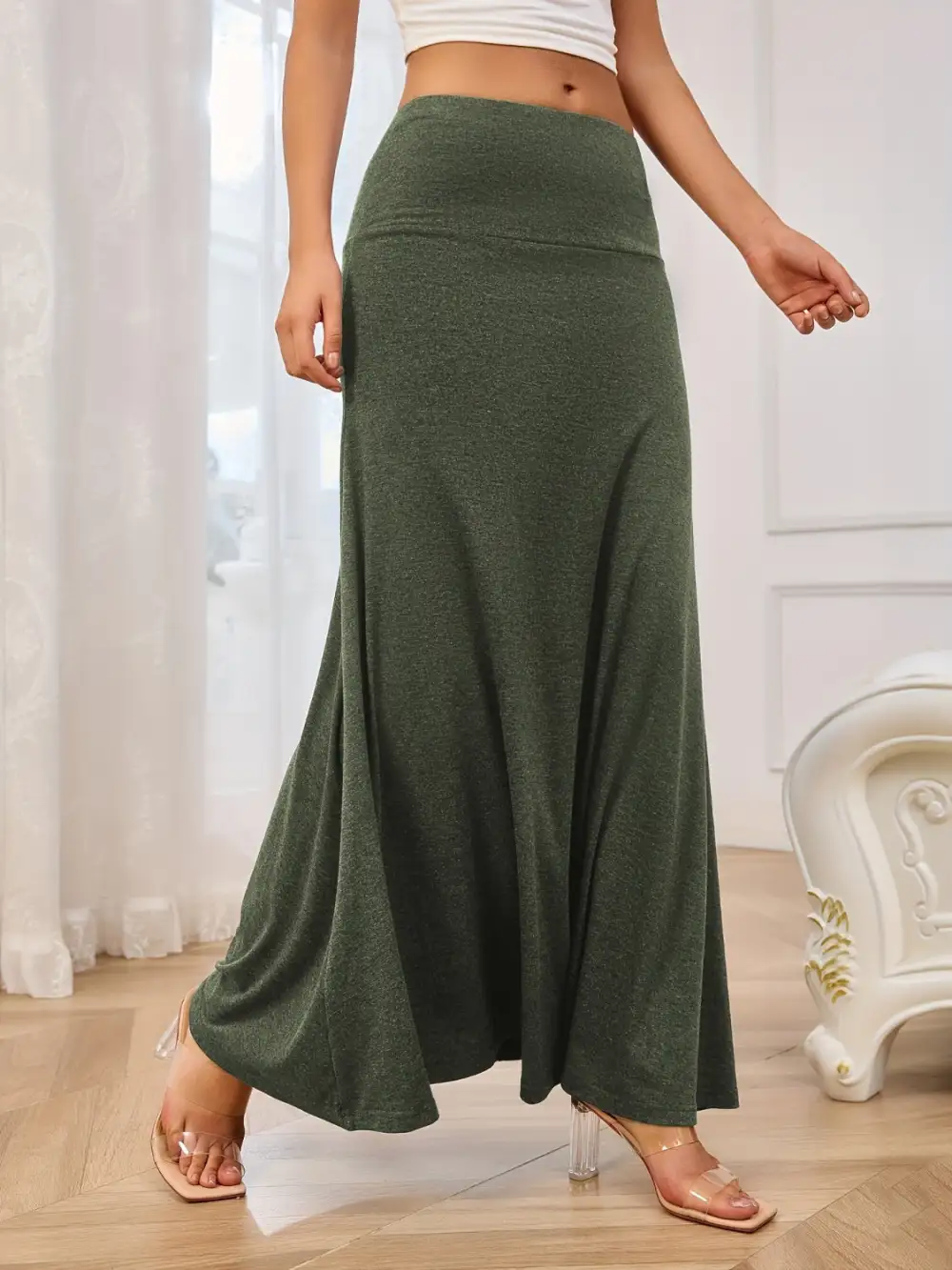 Everyday Elastic Waist Maxi Skirt