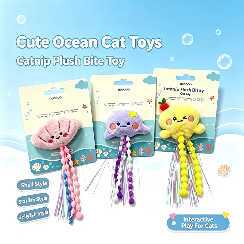 Soft Plush Cat Toy with Catnip Filling Bead Tassel Interactive Play Toy Reduce Boredom for Cats Kitten