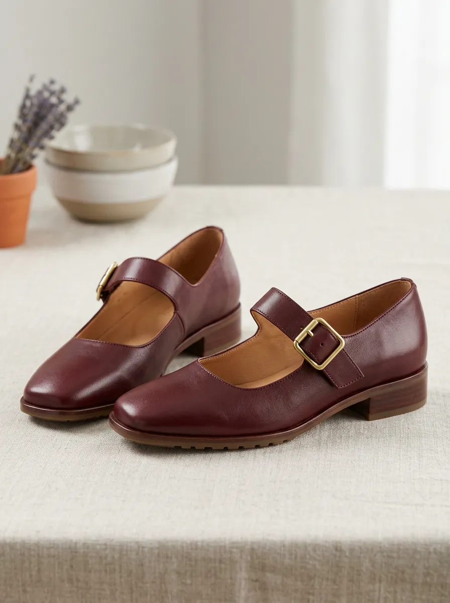 Women's Vintage-Inspired Leather Mary Jane Shoes