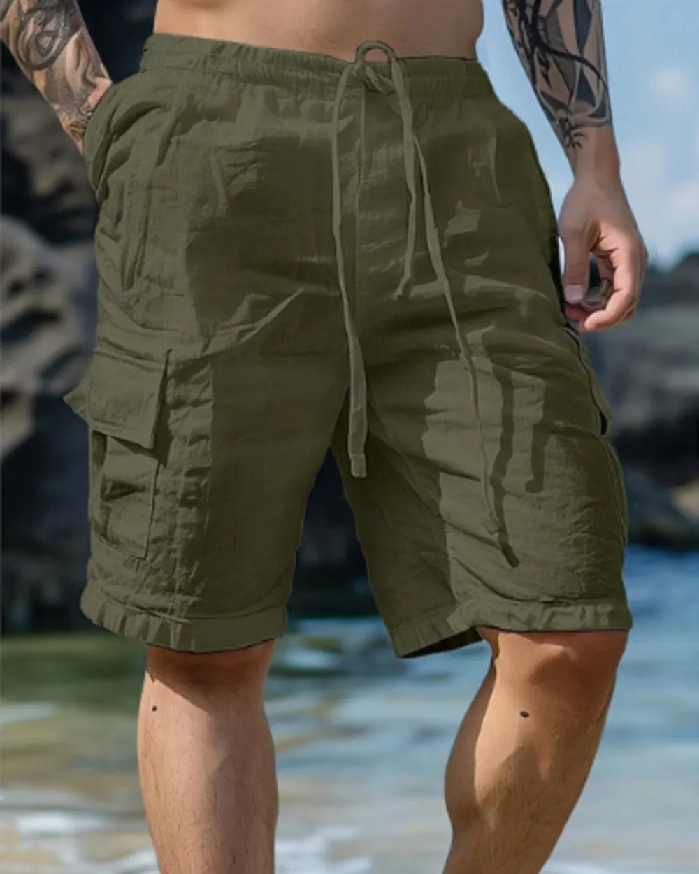 Cotton Linen Utility Shorts