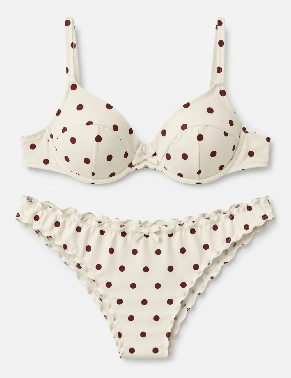 Polka Dot Sweetheart Neck Piece Bikini Set