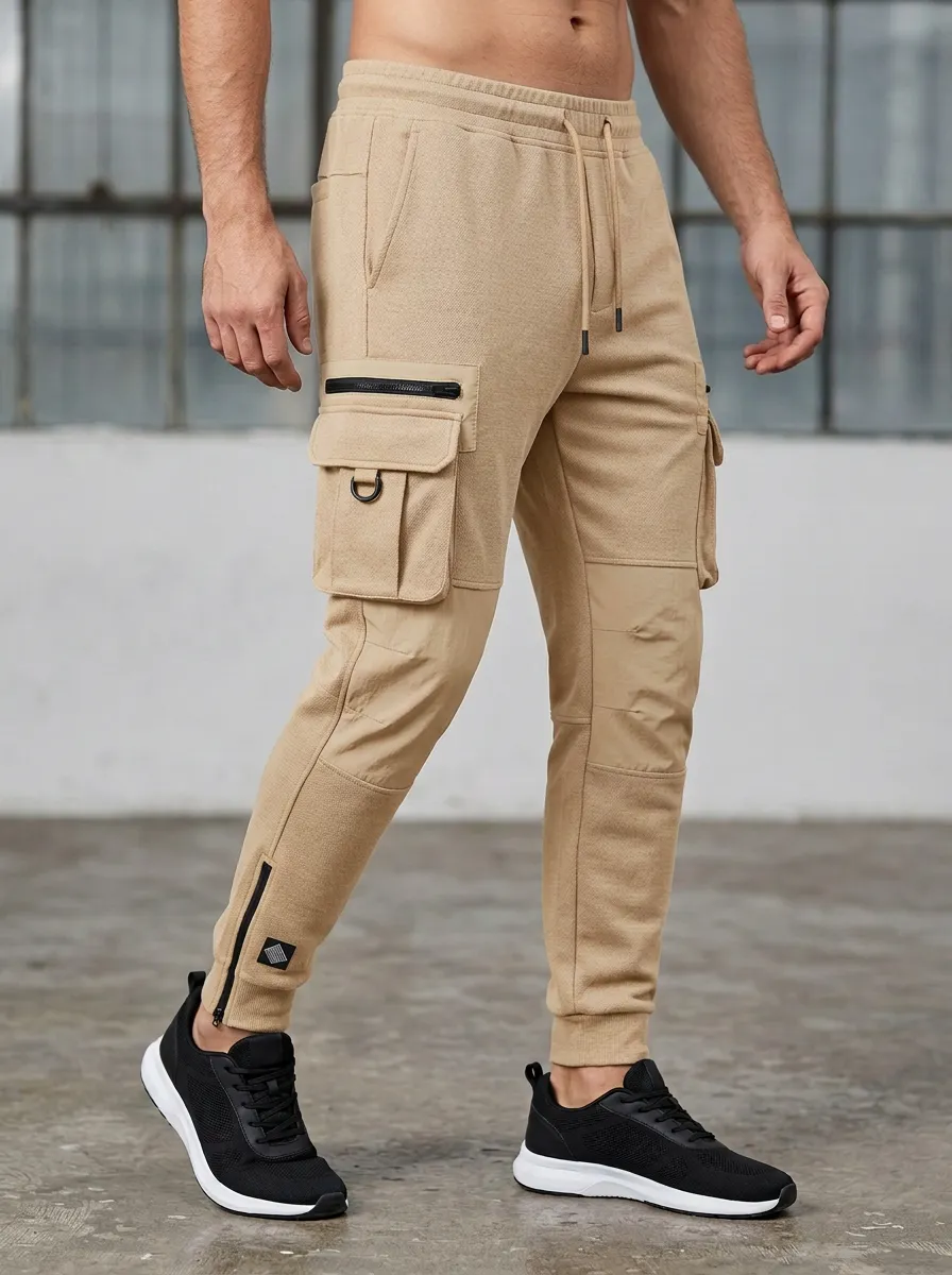 Refined Graphic Print Shape Men's Cargo Jogger Pants