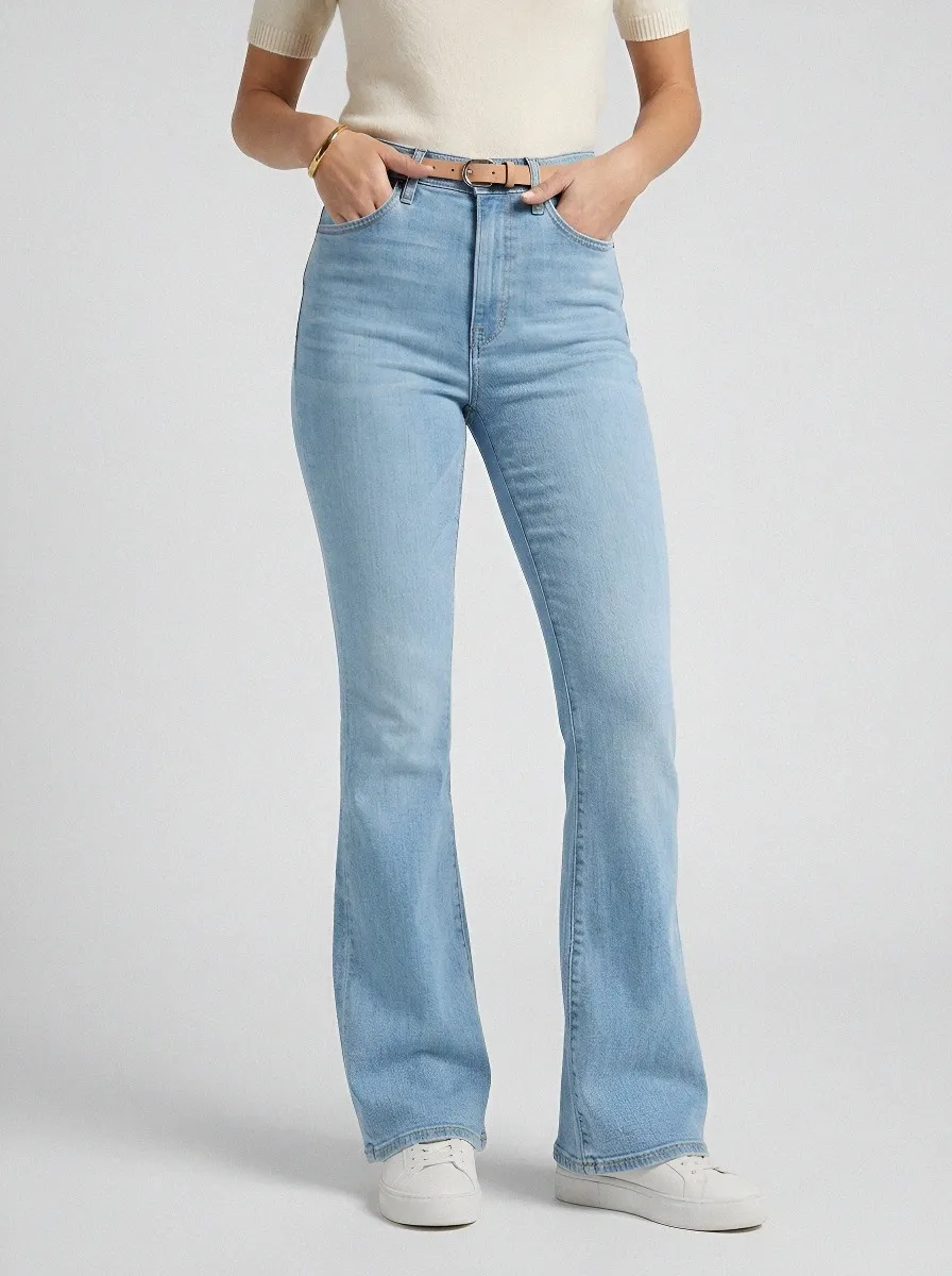 Elegant Refined Women's High-Waist Stretch Flare Jeans