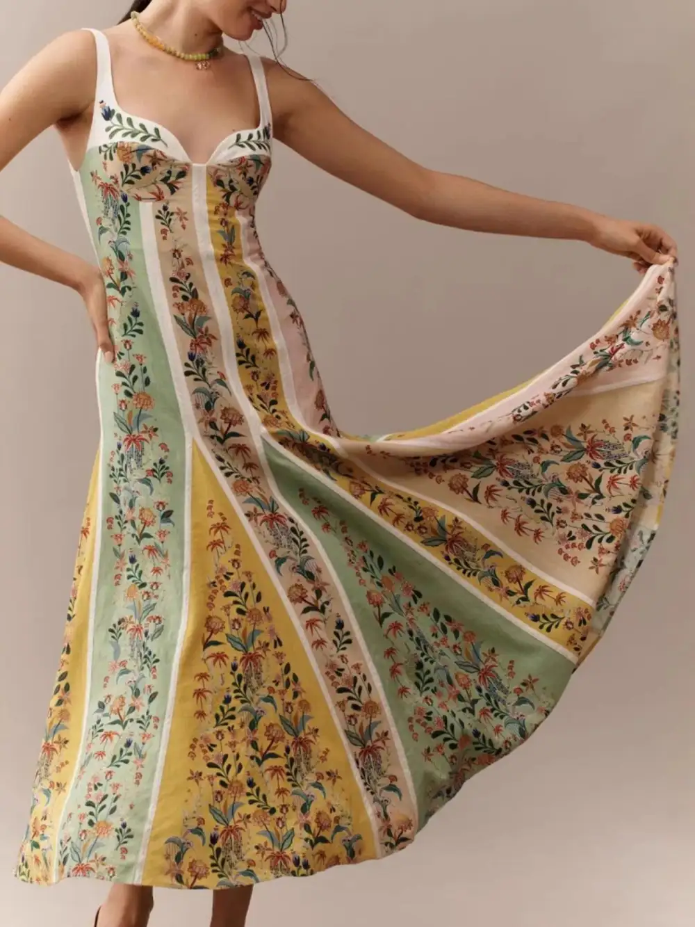Structured Shape Floral Printed Maxi Dress