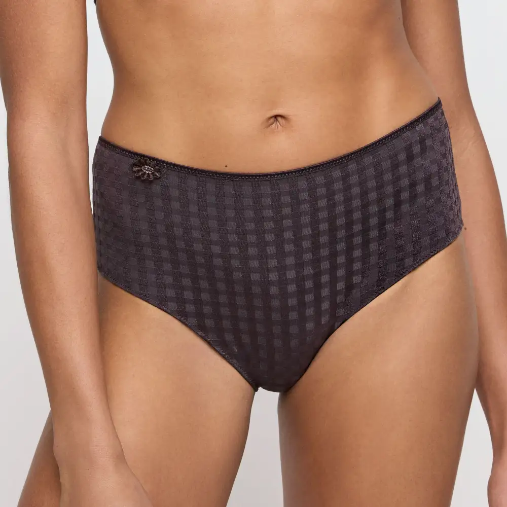 Women's Full Coverage Elastic Waistband Cotton Gusset Floral Embroidery Cotton Checkered Retro Detail Soft Fabric Stretch Fit Brief Panty