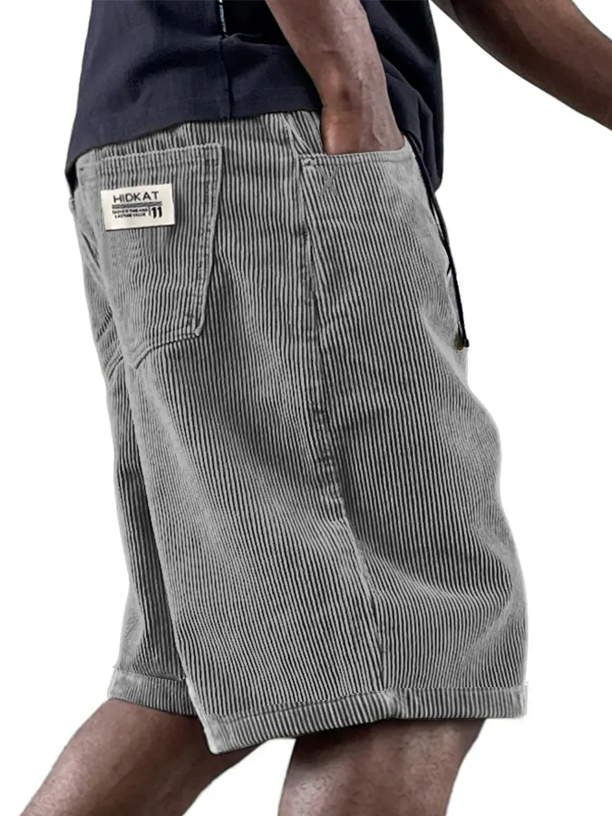 Relaxed Corduroy Utility Pocket Shorts