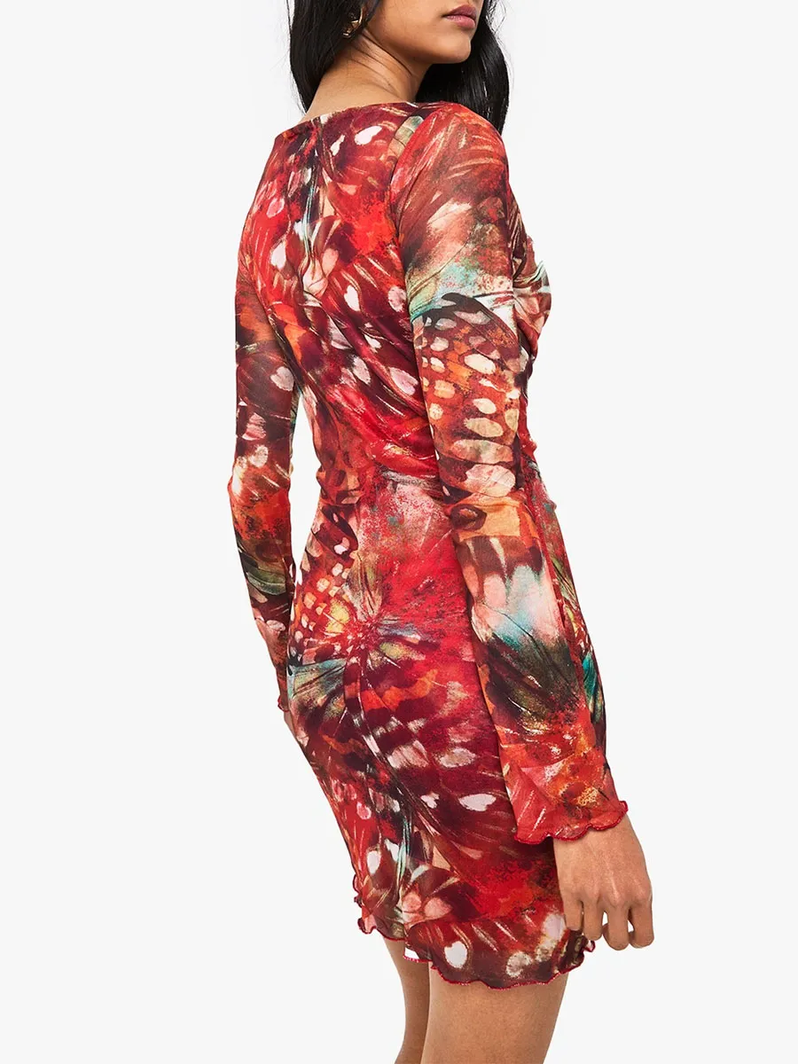 Women's Stylish Smudge-Print Bodycon Mini Dress