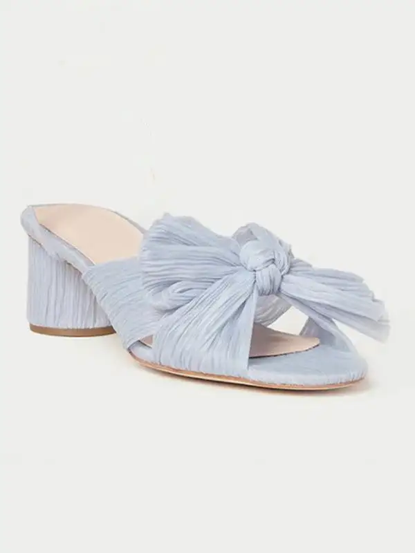 Cutout Peep-Toe Pleated Polished Heeled Sandals