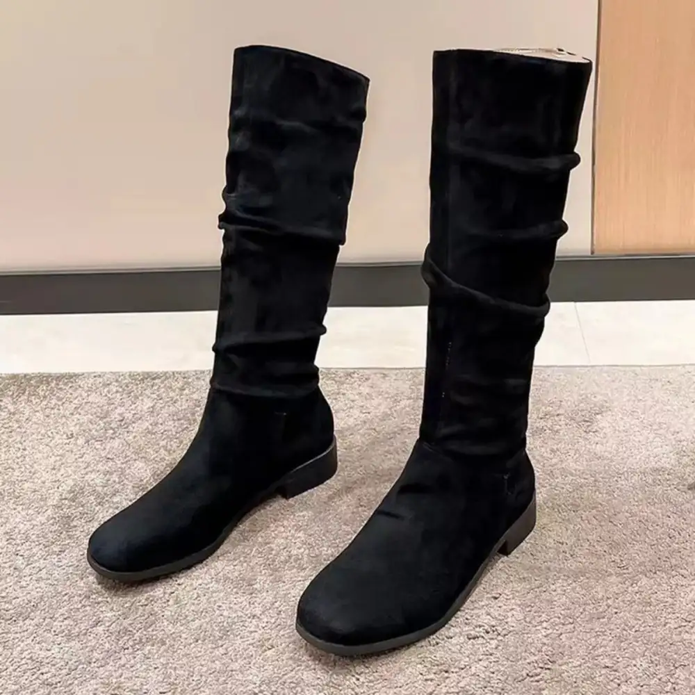 Soft Round Toe Block Heel Boots