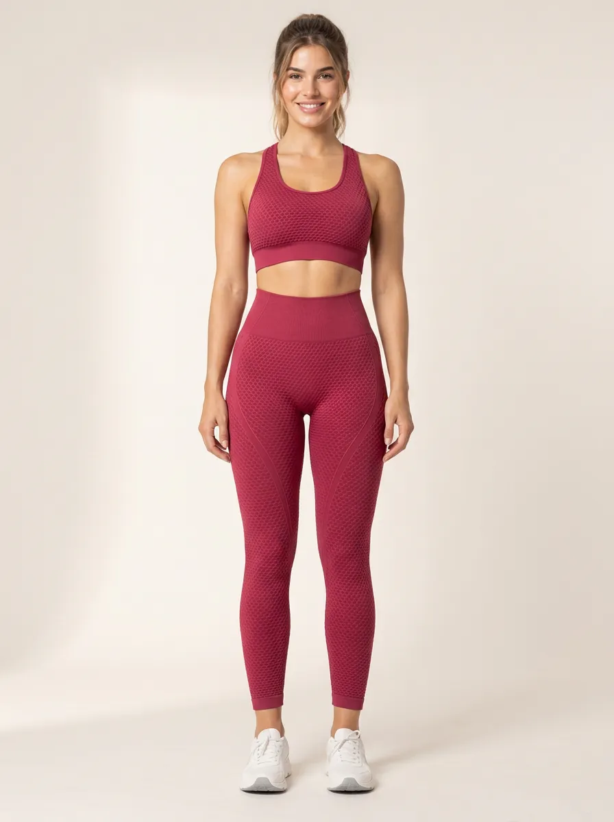 Women's Honeycomb Textured Workout Seamless Fitness Leggings