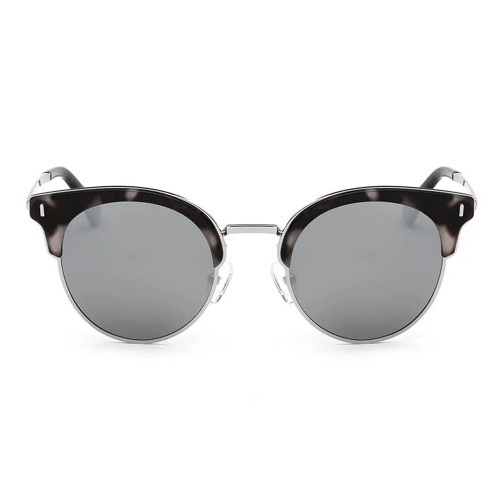 Half Frame Round Cat-Eye Polarized Sunglasses